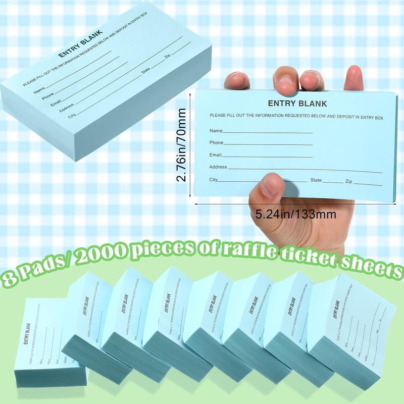 Kosiz 2000 Raffle Ticket Sheet 5.24"x 2.76" Blank Entry Form