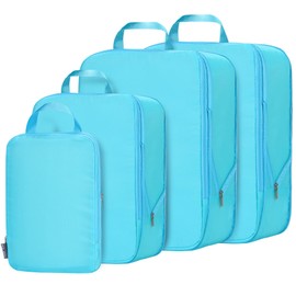 HDKJDPG Carry on Compression Packing Cubes Travel for Suitcases ，Compressible Packing Cubes for Travel Women Packing Organizers 4 Set Ultralight (Blue)
