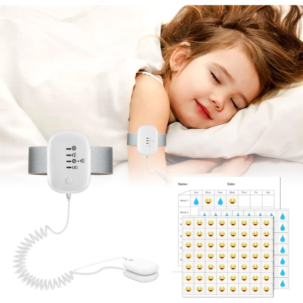 Bed Wetting Alarm for Children,White Wired Bed-Wetting USB Rechargeable Potty