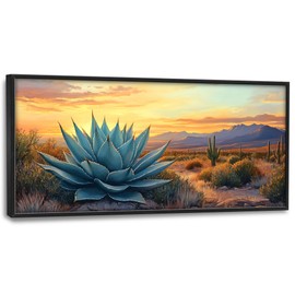 Extra Large Wall Art for Living Room Framed, Western Landscape Nature Scenery Oversized Wall Decor Pictures, Succulent Cactus Canvas Print Painting, Framed Artwork Bedroom Office Home Decor 30"x60"