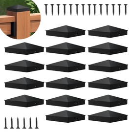 24 Pcs Black 4“x 4“(Actual 3.5" x 3.5") Aluminum Pyramid Fence Post Caps,Black Matte Post Covers Fit 4x4 Nominal Wood Post for Fence Wood Post of Decks or Corridors