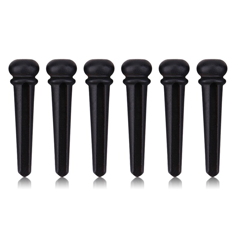 6Pcs Ebony Bridge Pins With Abalone Shell for Acoustic Folk