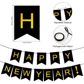 Happy New Year Banner For New Years Decorations 2025 Black Gold Happy New Year 2025 Banner Sign New Years Eve Decorations New Years Eve Party Supplies 2025 Happy New Year Decoration Nye New Year Decor