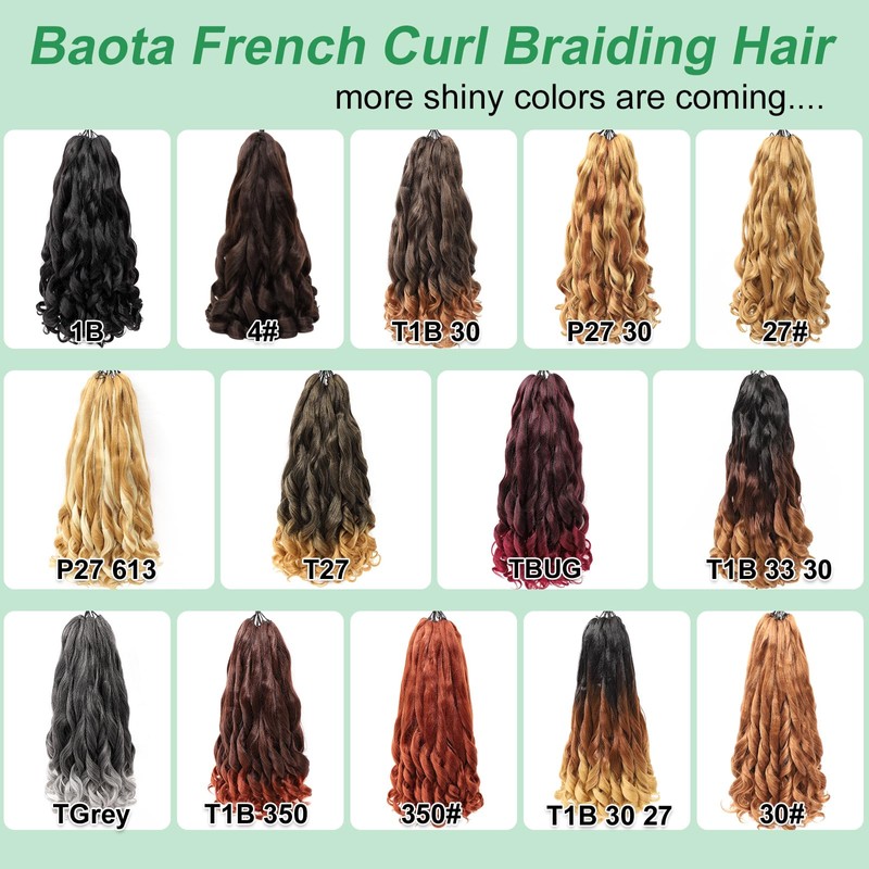 French Curl Braiding Hair 22 Inch 27# 8 Packs