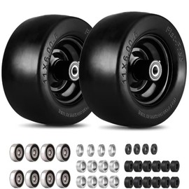 11x6.00-5 Flat Free Tire,with 3/4" or 5/8" and 1/2" Bearings, 6"- 8" Centered Hub, 11x6-5 Tires for Zero Turn Mower, Load 400lbs,Upgraded Large Bearing,More Durable