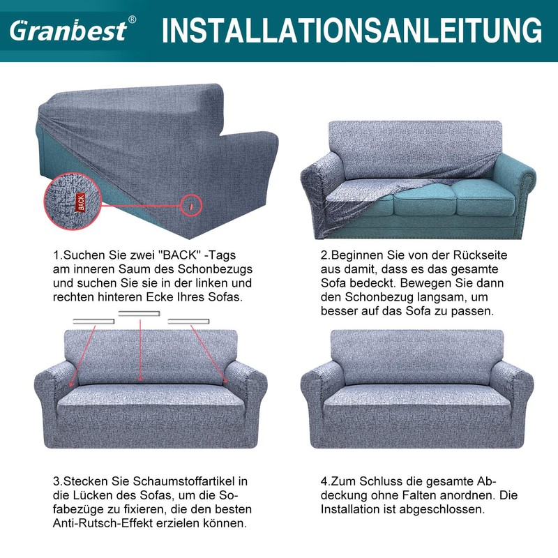 Granbest Stretch Couch Cover, Super Soft Microfibre Armchair Cover, Sofa