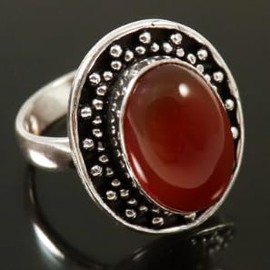 JEWELSTREZORO Karneol Edelstein-Bandring für Herren und Damen, alle Größen, 925er-Sterlingsilber, handgefertigter Geschenkartikel, Schmuck TSR195E_53 (16.9)