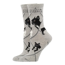 WHD French Bulldog Socks (Gray, Medium)
