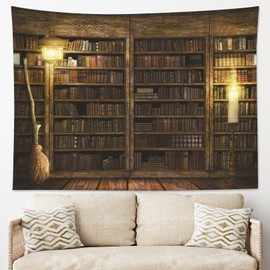 HVEST - Tapiz clásico para colgar en la pared, castillo mágico, escoba, tapices bohemios, hippie, para recámara, fiesta, decoración de pared, 60 x 40 pulgadas de alto