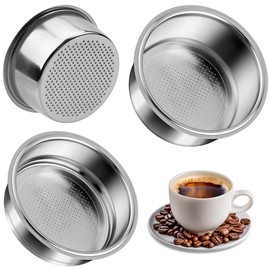 Funklu 2 Pack Stainless Steel Coffee Filter Coffee Filter Express Filter Basket with 1 and 2 Cups Double Layer Pressure Filter Basket 51mm Compatible with Most Coffee Machines