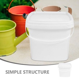 Holibanna Paint Buckets Plastic Ice Cream Tub with Lid 3L White Square Pails with Handle for Food Water Wash Camping Fishing