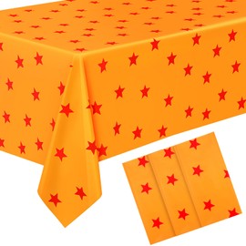 Oudain 3 Pcs Anime Theme Tablecloth Yellow and Red Stars Print Table Cover Set 108 x 54 Inches Party Decor Supplies Birthday Themed Party Decoration
