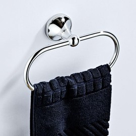 Celbon Antique Brass Oval Towel Ring 8.26'' /21cm Bathroom Towel Hanger Cabinet Towel Holder for Bathroom Kitchen Accessories Wall Mounted (Chrome)