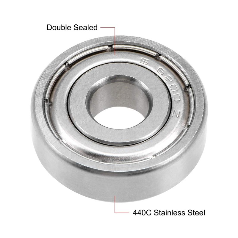 sourcing map S6200ZZ Stainless Steel Ball Bearing 10x30x9mm Double Shielded