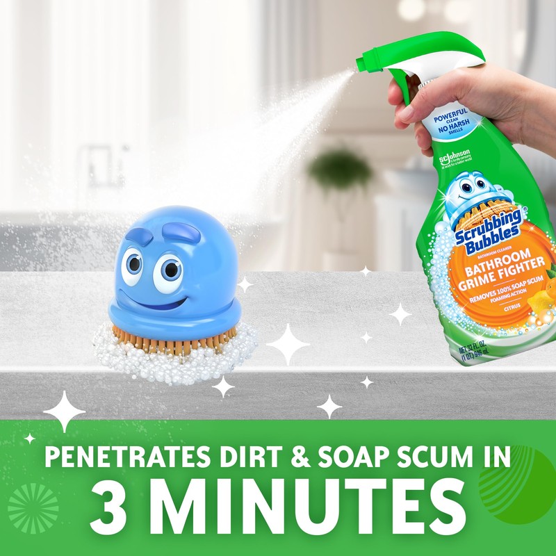 Scrubbing Bubbles Bathroom and Shower Cleaner Disinfectant Spray, Bathroom Grime
