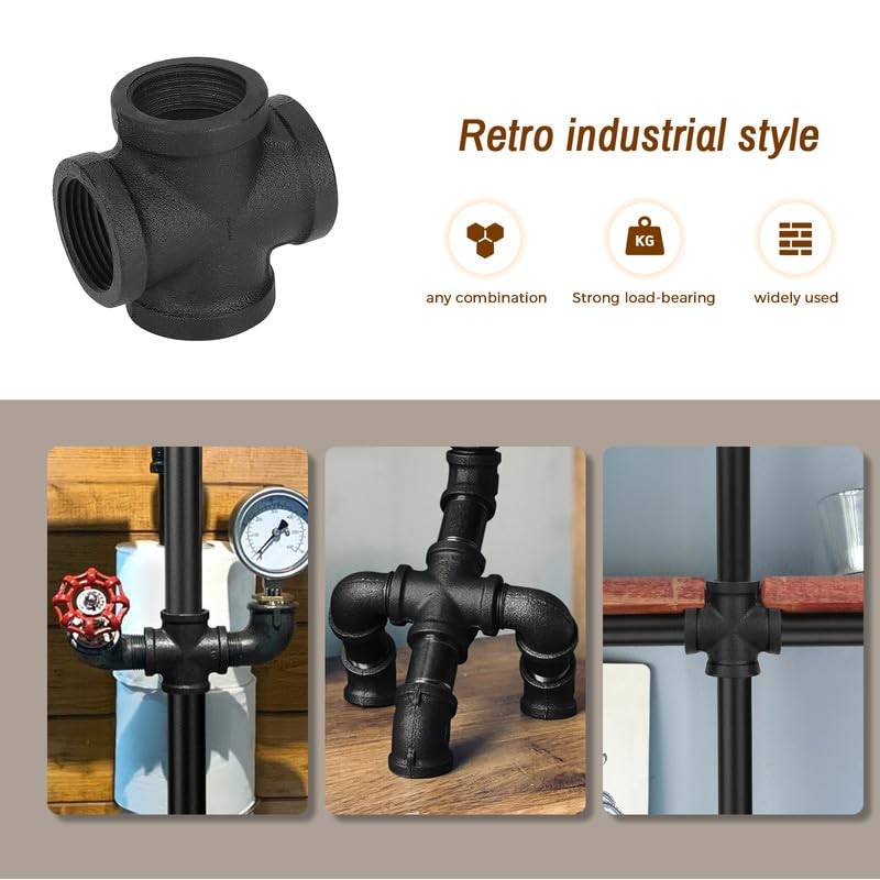 1" Black Pipe Fittings 4-Way Cross Fitting - Home Expert
