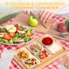 Snack Container, 15 Pcs Double compartment snack containers, Double Compartment