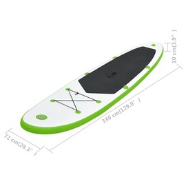 vidaXL Stand Up Paddleboard Set, Inflatable & Easy to Transport, Durable with High-Pressure Screw Valves, Ideal for Recreational Paddling and Small Waves, Green and White, Includes Carrying Bag
