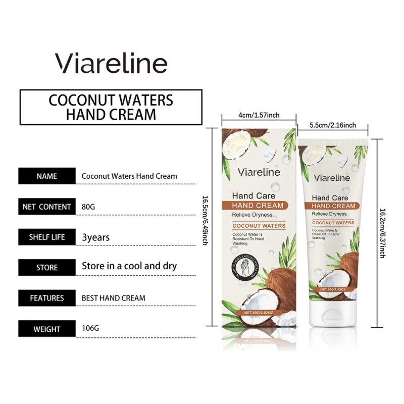 Crema De Manos De Coco Viareline Para Piel Seca En