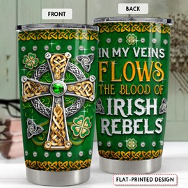 SANDJEST Irish Tumbler 20oz Celtic Cross Stainless Steel Tumbler with Lid Gifts for Women Birthday Christmas