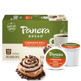 Panera Bread Cinnamon Roll Coffee Cups - Medium Roast Single Serve Pods, 100% Arabica, No Artificial Flavors, Bakery-Cafe Inspired, Keurig Compatible, 10 Single Serve Pods (1 Pack of 10)