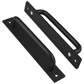 Jiozermi 2 Pack Sliding Barn Door Handle with Plate, 7 Inch Gate Door Handle, Aluminium Alloy Door Pull Handle for Sliding Barn Door Gate Door, Black