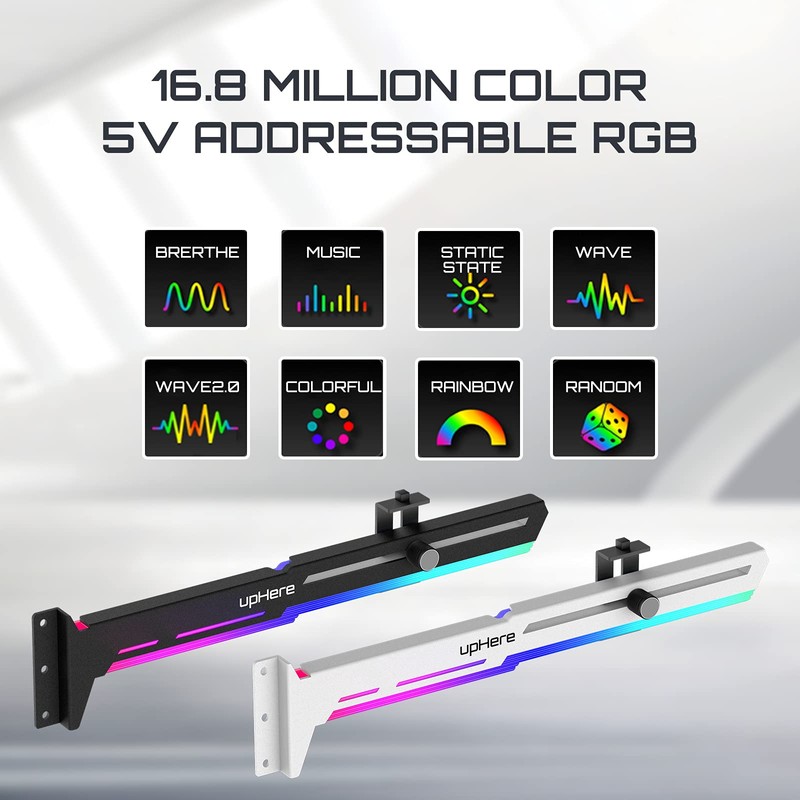 upHere RGB GPU Support Bracket 5V 3-Pin ARGB GPU Holder,