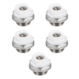 PATIKIL 3/8" BSP Male Thread Manual Radiator Air Vent Plugs, 5 Pack Nickel Plated Brass Plugs for Radiator Heater, Silver White