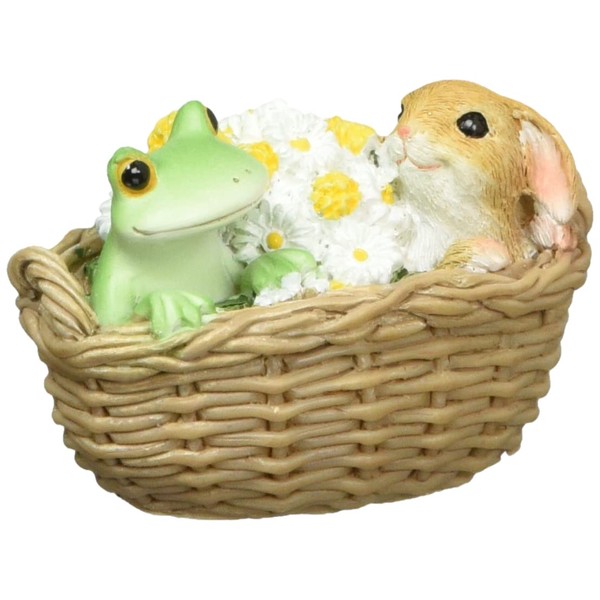 Daikai Copo Rabbit and Frog in Flower Basket 5.5 x 3.6 x 3.4 cm 73732 Green