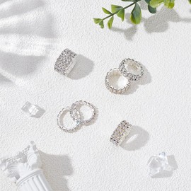 UNICRAFTALE 12Pcs 4 Styles Rhinestone Stretch Rings Crystals Inlaid Ring Thumb Pinky Ring Fashion Crystal Stackable Finger Rings Set Diamond Elastic Ring Accessories for Women Jewelry