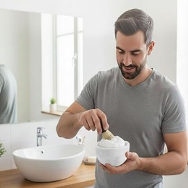 RADICALn - Cuenco de crema de afeitar de mármol blanco hecho a mano, accesorios de baño, kit de afeitado, suministros de peluquero para afeitado orgán