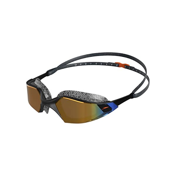 Speedo Unisex Adult Aquapulse Pro Mirror Swimming Goggles, Oxid Grey/Black/Orange Gold, One Size