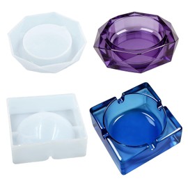 2pcs Silicone Resin Ashtray Molds Set for DIY Diamond Square Epoxy Casting