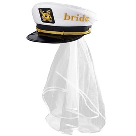 captain's bride hat, the nautical belt veil, bride's gift, cruise ship clothing singles' party accessories