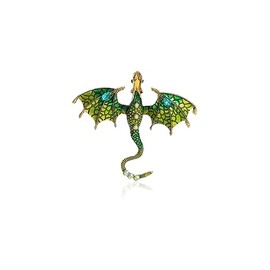 Enamel Dragon Brooch Vintage Punk Dragon Animal Brooch Domineering Flying Dragon Brooch Personality Clothing Hat Bag Accessories for Men and Women (Green)