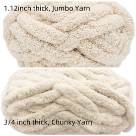Super Bulky Jumbo Chenille Yarn 64oz, Light Lavender Super Soft Fluffy 30mm Extra XL Thick Giant Washable Big Yarn for Hand Knitting Extreme DIY Crochet Blankets Throw Pillow