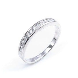 Silverly Half Eternity Rings for Women - 925 Sterling Silver Cubic Zirconia Ring in a Channel Setting - Classic CZ Engagement Bands for Her - Sparkly Stacking Wedding Band