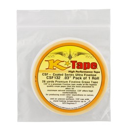Custom Shop CSF132 K-Tape Coated Series Micro Fineline Tape, Yellow (1/32" X 28 Yard Roll)