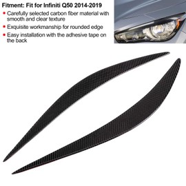 Camrusic Carbon Fiber Front Headlight Eyebrows, Front Lamp Eye Lid Cover Trim Eyebrow Compatible with Infiniti Q50 2014-2019