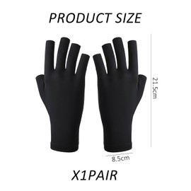 1 Pair of Manicure Protective Gloves, Anti-Uv Gloves, Ice Silk Half-Finger Gloves, Non-Slip Sun Protection Gloves, Suitable for Manicure Lighting to Prevent Blackening (Black)