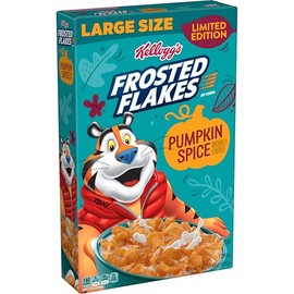 Kellogg's Frosted Flakes Breakfast Cereal, 8 Vitamins & Minerals, Large Size, Pumpkin Spice, 15.4oz Box (1 Box)