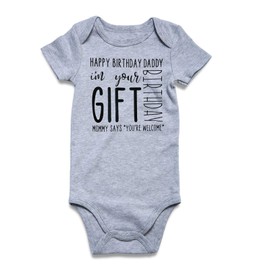 Vieille Daddy's Birthday Baby Bodysuit Cute Newborn Baby 0-3 Months Father's Gift Boys One Piece Romper Unisex Cotton Short Sleeve for Infant