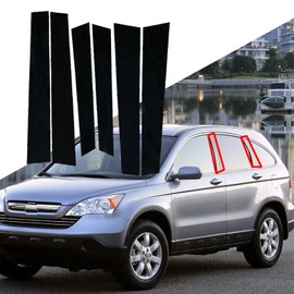 6PCS Black Exterior Door Window Pillar Posts Molding Cover Trim Stickers Anti Scratch Window Molding Door Trim Compatible with Honda CRV 2007-2011