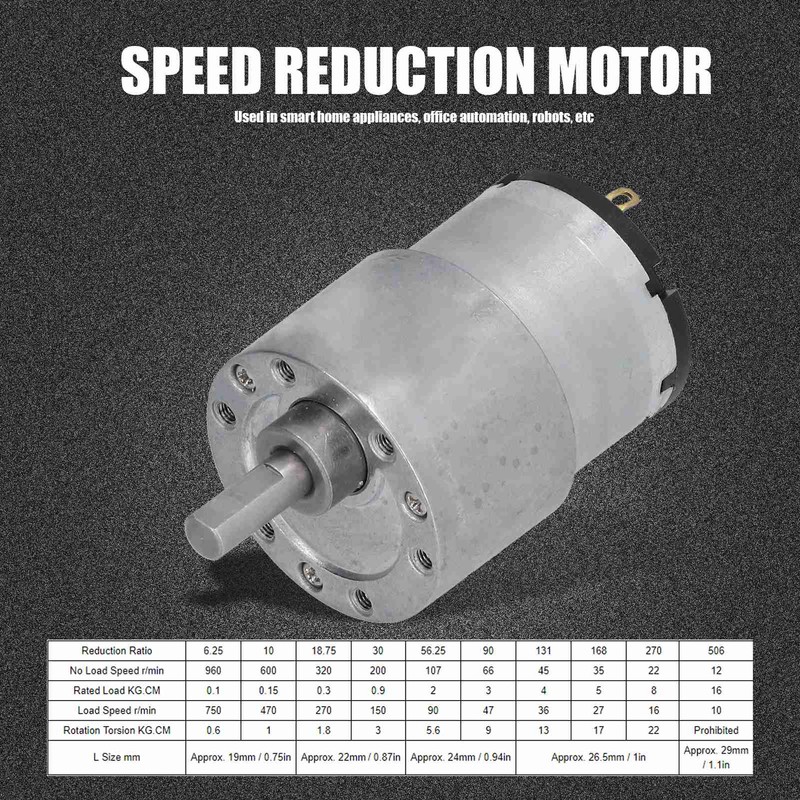 DC 12V Gear Motor Speed Reduction CW CCW Copper Wire