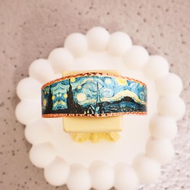 Copper Cuff Starry Night Bracelets for Unisex, Painted Bracelets Artwork by Vincent Van Gogh, Van Gogh Jewelry, Starry Night Gifts BVG-02