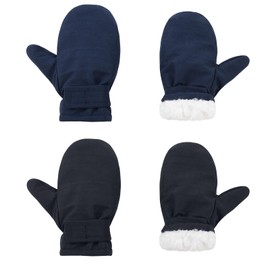 American Trends Toddler Mittens 2 Pairs Toddler Snow Gloves Lined Fleece Warm Waterproof Winter Gloves for Baby Boys Girls Black & Navy M(Fits 2-3 years)
