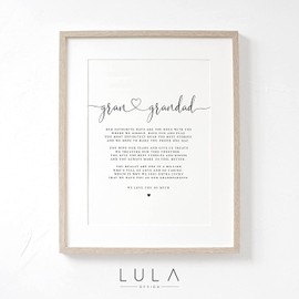 Lula Design Gran and Grandad Poem A4 or A5 PRINT, Gran and Grandad Gift, Grandparent Poem, Gift for Grandparents, Grandparent Gift, Gran