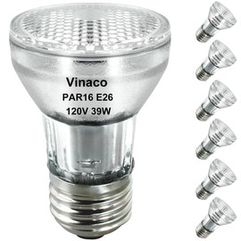 Vinaco PAR16 Halogen Bulb 39 Watt, 6 Pack High Output 350LM PAR16 Bulb（45W Equivalent, PAR16 Flood 39W Warm White 2800K, PAR 16 Dimmable with E26 Base, Halogen 45W Long Neck for Ceiling Light