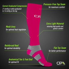 High-Quality Compression Stockings for Men and Women - Ankle Protection and Metatarsal Support - Flat Top Seams - for Running, Cycling, Jogging, Convalescence, Blood Circulation, Flying - Made in the EU, xl