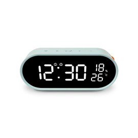 mooas Rolling Pop Mirror Clock, Digital Clock with USB Charging Port, Clear LED Display, Brightness Adjustment, 12/24H Mode, Dual Alarm & Snooze, Temperature & Humidity Display (Mint)